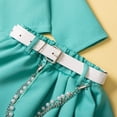 thumbnail image 7 of Girls 2 Piece Set Business Casual Outfits Long Sleeve Button Front Blazer Jacket Pleated Skirt Sets with Belt Dressy Green, 6 Y, 7 of 7