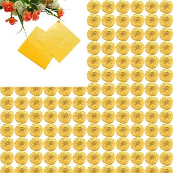 Paquete de 100 envoltorios de papel aluminio Cateissary colorido para dulces de caramelo oro