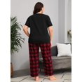 thumbnail image 2 of Conjunto de pijama de manga corta y pantalones largos para mujer, talla grande Negro y rojo 3XL Extra amplio Negro y rojo 3XL Extra amplio Xishao ropa, 2 of 2