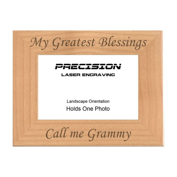 PrecisionNC Grandma Gifts My Greatest Blessings Call Me Grammy Engraved Natural Wood Picture Frame from Grandchildren 4x6 Landscape