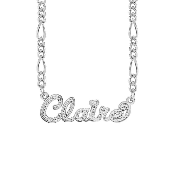 Personalized Script Name Necklace With Beading and Rhodium