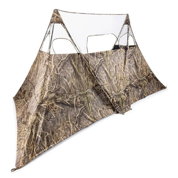 Nukem Grab & Go Hunting Ground Blind Double Up System - Mossy Oak Habitat - Lightweight & Portable - Provides Maximum Concealment (X-Large)