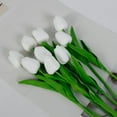 thumbnail image 4 of Luxcidy 10Pcs Artificial Tulips Flowers, Real Touch Fake Tulips, PU Tulips Flowers for Home Kitchen Wedding Party DIY Decorations (White), 4 of 7
