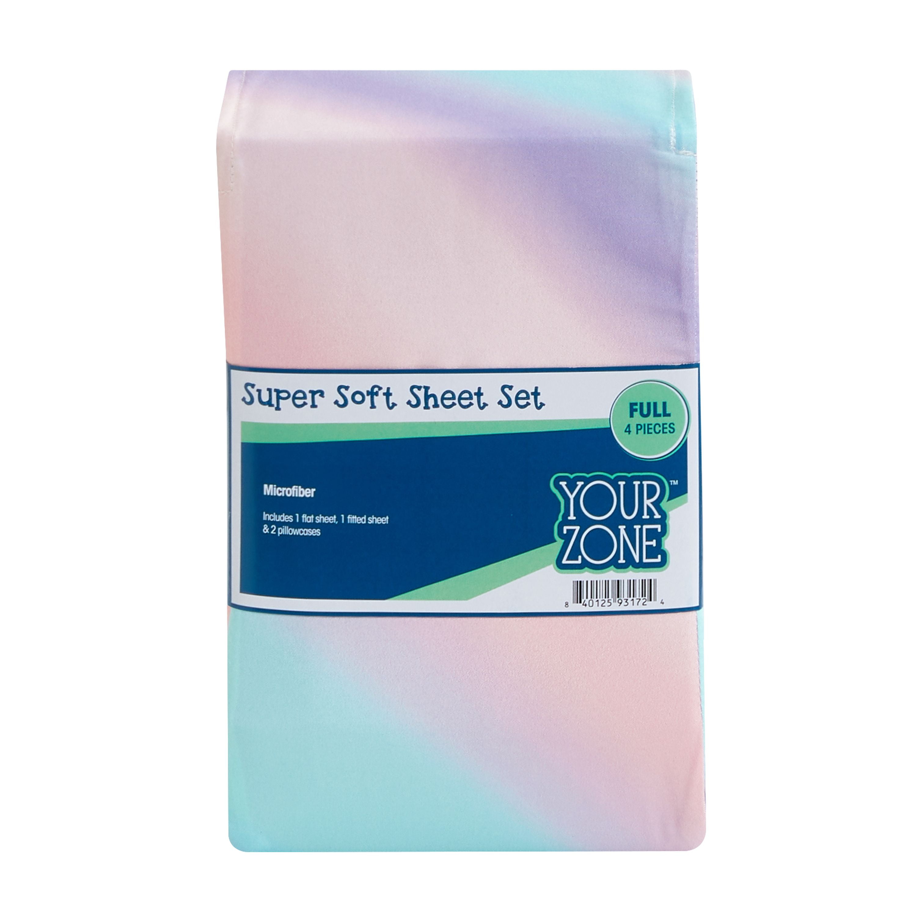 Your Zone Kids Super Soft Microfiber Sheet Set, Ombre, Full, 4 Piece