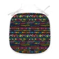 thumbnail image 1 of Colorful Dining Chair Pad, Hand Drawn Illustration in Style Geometrical Borders Art Design, Water Resistant Pillow with Straps for Kitchen Seats, 8 Pieces Set, Multicolor, by Ambesonne, 1 of 5