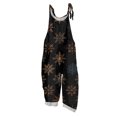 thumbnail image 6 of Women's Vintage Cotton Linen Overalls with Christmas Print - Casual Loose Jumpsuit with Shoulder Straps & Pockets, Navy Blue, Size L, 6 of 6