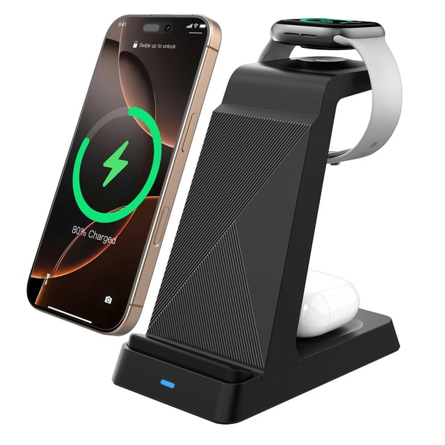 Estación de carga QWOSE 3 en 1 inalámbrica rápida para iPhone Apple