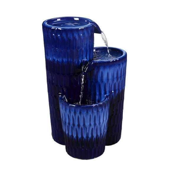 Hi-Line Gift Ltd. Blue Ceramic Fountain - Serenity in Simplicity, No Lights