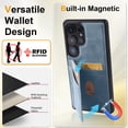 thumbnail image 3 of Allytechgroup for Samsung Galaxy S25 Ultra Case with Credit Card Holder/Kickstand/RFID Blocking Premium PU Leather Magnetic Wallet Cover Soft TPU Bumper Shockproof Stand Protective Phone Case, Blue, 3 of 15