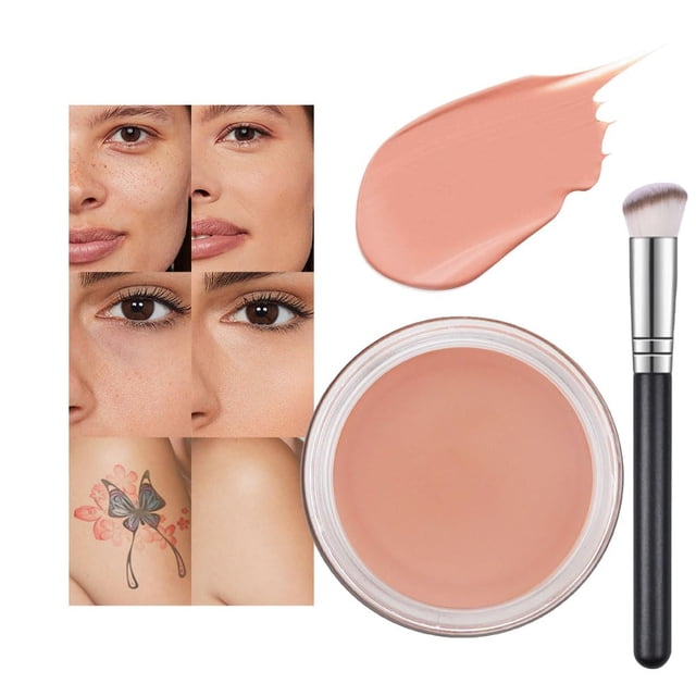 1pcs Full-Coverage Concealer Set — Brightening & Color-Correcting (Specially Designed for Dark Circles), Includes Waterproof Foundation and Face Makeup Brush Set, Under-Eye Flaw Corrector.