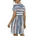 thumbnail image 3 of Womens Stripe Summer Dress Casual Short Sleeve Loose T-Shirt Dresses, 3 of 7
