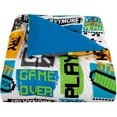 thumbnail image 2 of Sapphire Home 4pc Full Size Boys Kids Teens Comforter Set w/Sham & Decorative Toy Pillow, Video Games Gaming, Multicolor Blue/Green Boys Kids Comforter Bedding Set, Full 4pc Game, 2 of 5