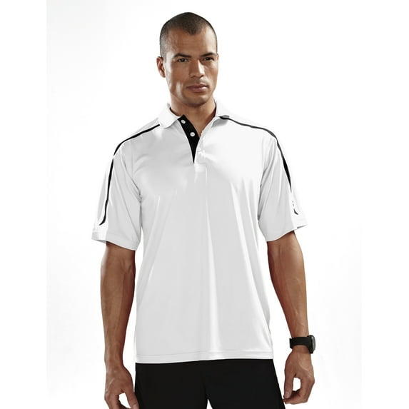 Tri-Mountain Performance Titan 174 Knit Polo Shirt, 3X-Large Tall, White/Black