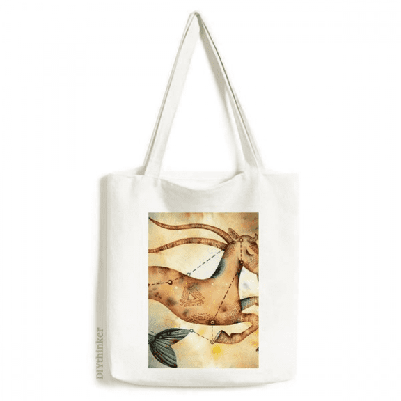 January December Capricorn Constellation Zodiac Tote Canvas Bag Shopping Satchel Casual Handbag