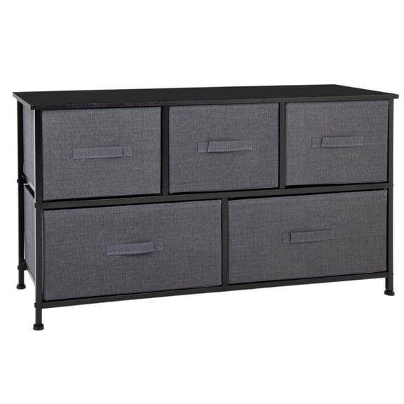 Comoda Cajonera de 5 Cajones Mueble Organizador Tela Madera gris L