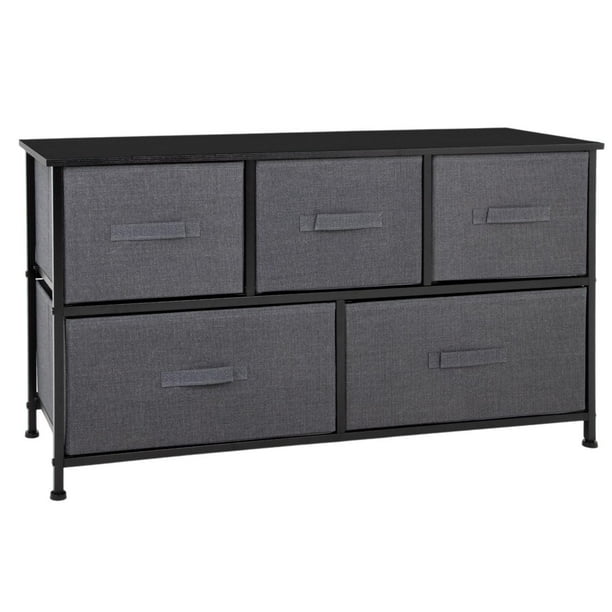 Comoda Cajonera de 5 Cajones Mueble Organizador Tela Madera gris L