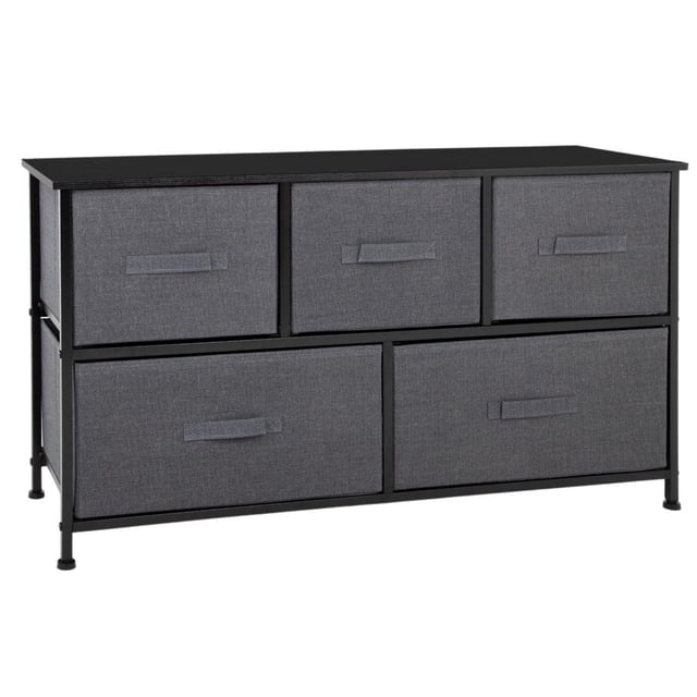 Comoda Cajonera de 5 Cajones Mueble Organizador Tela Madera gris L