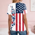 thumbnail image 7 of Women's Patriotic 250th Anniversary USA Shirt V-Neck Button American Flag Print Short Sleeve T-Shirts, 7 of 7
