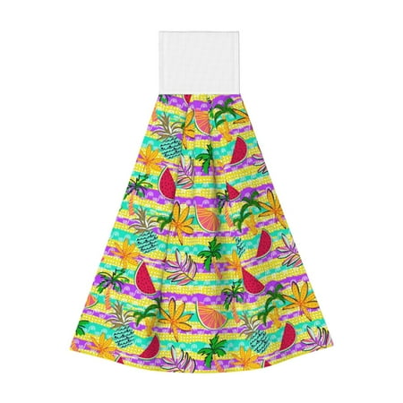 

Gaeub Multicolored Tropical Print Hand Towels with Hook Hanging Tie Towels Coral Velvet Dishtowels for Bathroom Restroom Home Decor