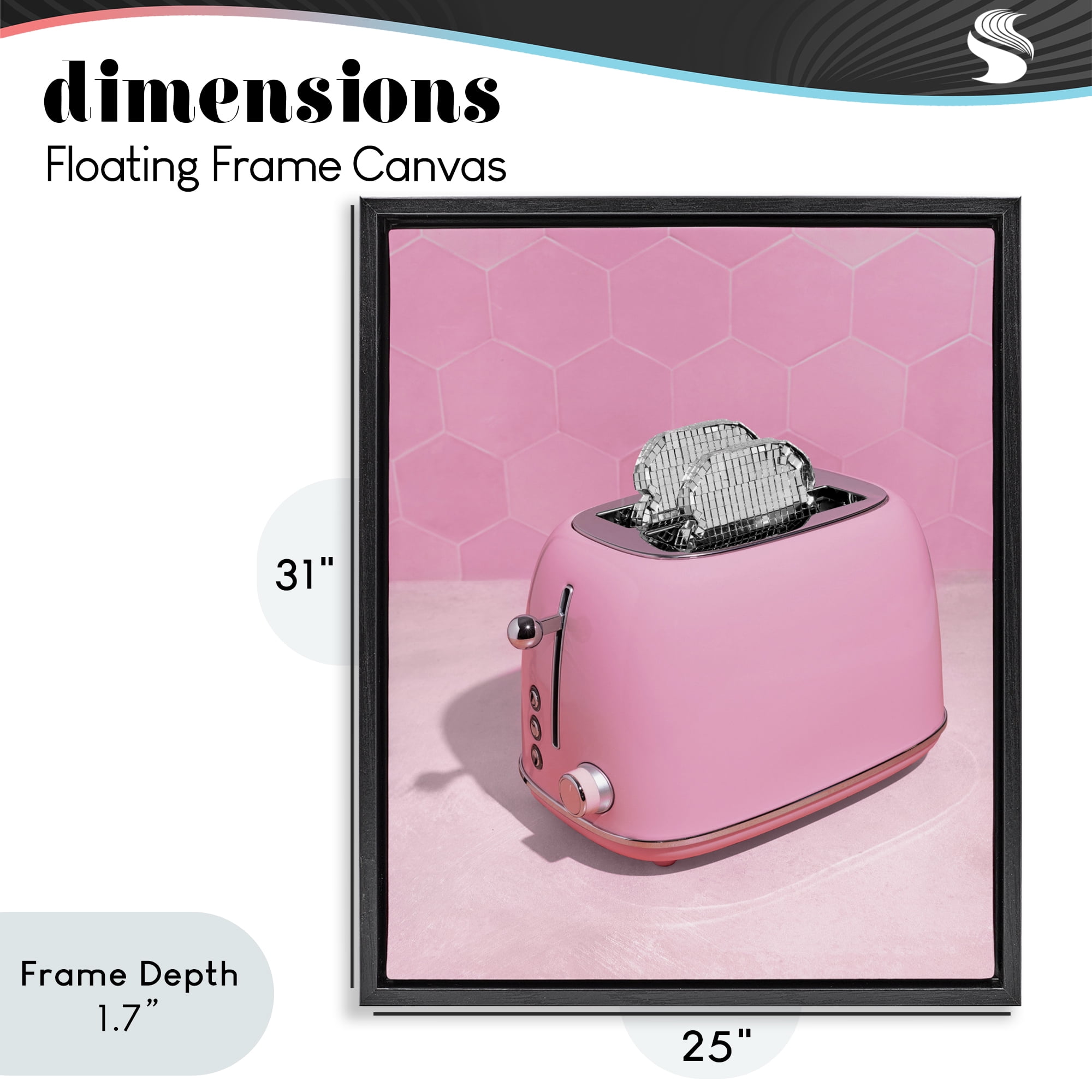 Stupell Industries Disco Toaster over Pink Black Framed Floater Canvas Wall Art, design by LISH Creative