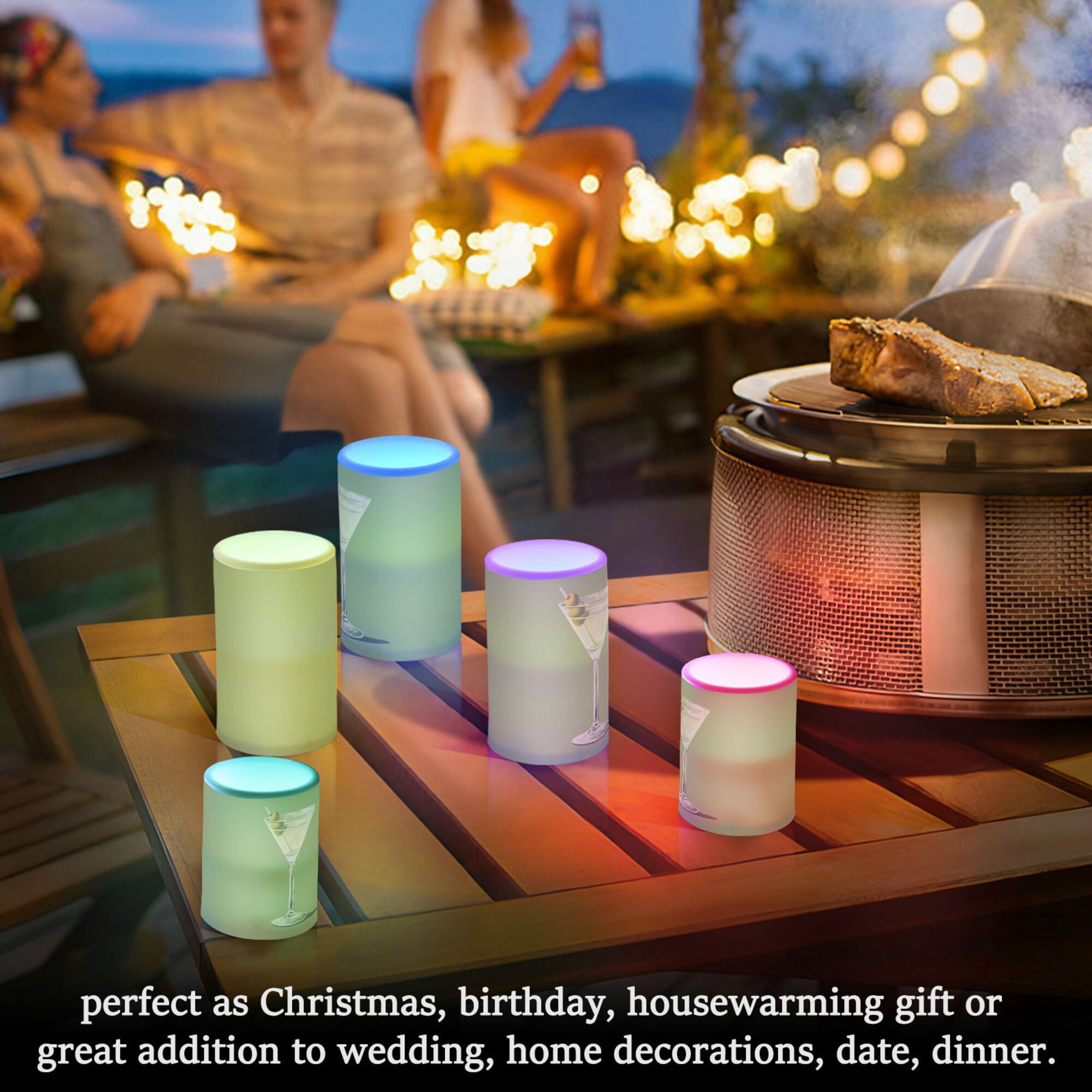Yayeee Flameless Candles with Remote Flickering Battery Operated Multi Color Changing, Purple Halloween Pattern