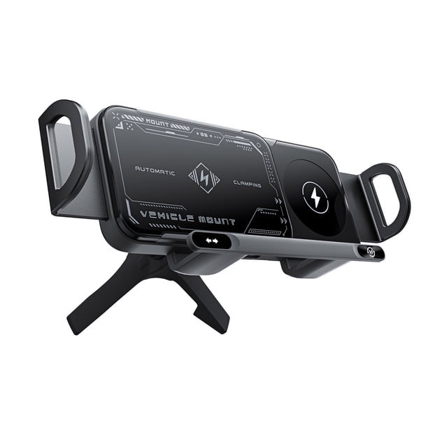 Cargador inalámbrico para coche de 15 W, carga rápida, soporte para teléfono con rotación automática, ventilación de aire, soporte para teléfono plegable
