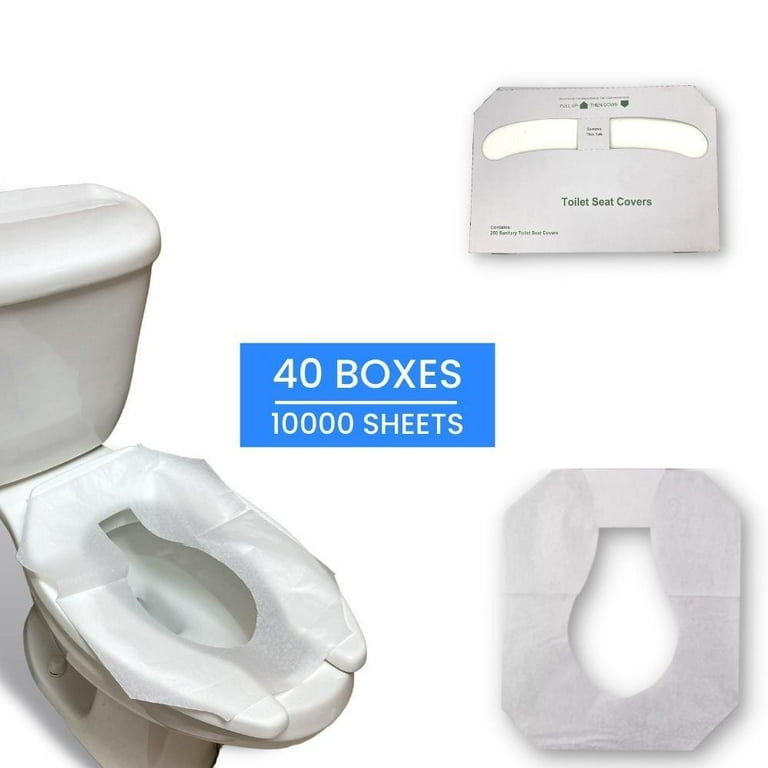 MMBM 40 Pack of 250 14 x 17 In White Disposable Toilet Seat Covers Flushable Paper Cover 10000 Pieces