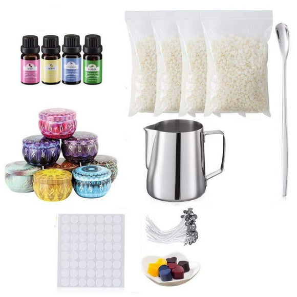 DIY Candle Making Kit Supplies with Coloful Candles Tins Beeswax