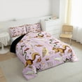 thumbnail image 3 of Manfei Cartoon Fox Owl Animal Full Size Comforter Sets, Rustic Plant Botanical Bedding Comforter Set, Plum Bohemian Style Reversible Bedding Sets, Lightweight Room Decor, 3-Piece, 3 of 8