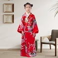 thumbnail image 3 of vnanda Bright Colored Kimono Girls Traditional Kimono Pajama Set Vibrant Colors Floral Peacock Print Easy to Wear Comfortable Kimono Kimono Robe, 3 of 8