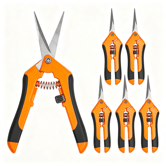 EXLEAF 6Pcs Pruning Shears Gardening Hand Pruning Snips with Straight Stainless Steel Precision Blades Pruning Snips