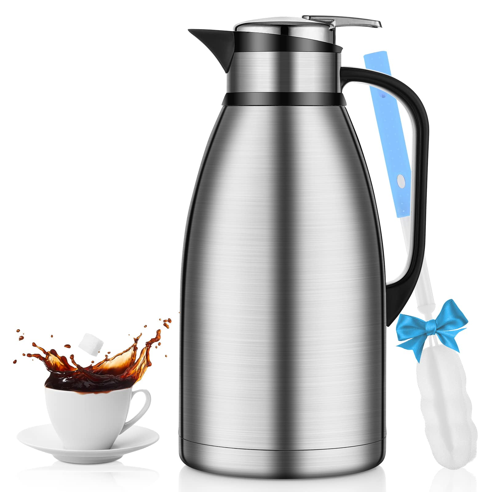 Large Vacuum Insulated Thermal Carafe - Stainless Steel Coffee