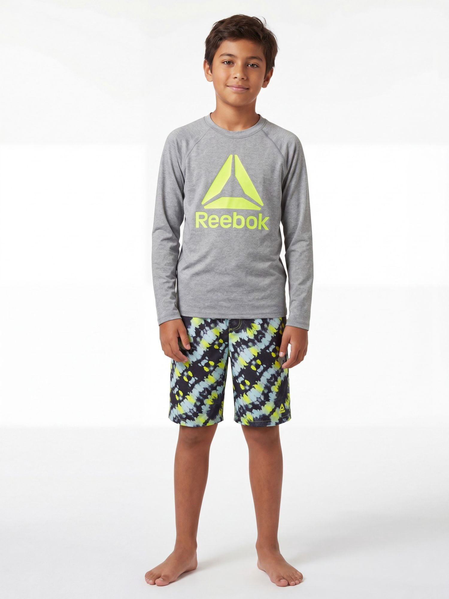 Reebok Boys Long Sleeve Rashguard with UPF 50+ Protection, Sizes 4-18