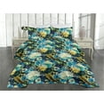 thumbnail image 2 of Ambesonne Flowers Quilted Coverlet 2 Pcs, Floral Botany Pattern Print, Twin Size, Mustard Teal Blue, 2 of 4