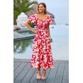 thumbnail image 5 of Vestido PRETTYGARDEN Floral Rojo con Mangas Abullonadas y Largo Midi Talla Grande, 5 of 5