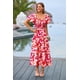 thumbnail image 5 of Vestido PRETTYGARDEN Floral Rojo con Mangas Abullonadas y Largo Midi Talla Grande, 5 of 5