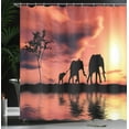 thumbnail image 3 of Ambesonne Africa Shower Curtain, Wild Animals Silhouette View, 69"Wx84"L, Dark Coral Seal Brown, 3 of 4