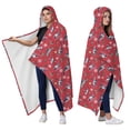 thumbnail image 2 of Wearable Blanket,Red Cartoon Dinosaurs Snowflakes Pattern Hooded Wearable Flannel Blanket for Adults & Teens,Winter Poncho Shawl Wrap Cape Cozy Anti-Pill,50"x60", 2 of 5