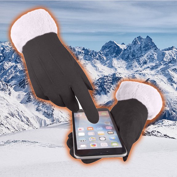 Winter Gloves Womens Gloves Touchable Screen Lady Winter Suede Gloves Warm Windproof Thick Gloves Full Finger Mittens for Outdoor