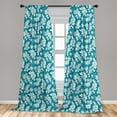 thumbnail image 4 of Ambesonne Aloha Curtains, Summer Hawaiian Exotic Floral, Pair of 28"x95", Dark Turquoise and White, 4 of 4