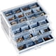 thumbnail image 1 of Caja Organizador para Joyas Pendiente, Acrílico Bandeja Apilable Joyero Transparente para Arete Pulsera Collar Anillo Colgante Broches Estuche Joyería Cajon Terciopelo -Azul, 4 Capas, 1 of 6