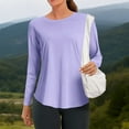 thumbnail image 4 of Nmnitkp Women's UPF 50+ Sun Protection Long Sleeve Shirt, Round Neck Quick Dry Workout Top, Lightweight Breathable UV Tee for Hiking Running Daily Wear Purple,XL, 4 of 7