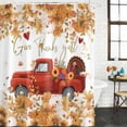 thumbnail image 2 of Red Truck Fall Shower Curtain, Waterproof Shower Curtains for Bathroom, Pumpkin Thanksgiving Botanical Leaves Washable Fabric Bathtub Curtain Set Bath Decor with 12 Hooks 48"x72", 2 of 8