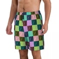 thumbnail image 3 of Colorful Colorblock Gym Shorts Summer Checkerboard Casual Beach Shorts Males Surfing Comfortable Custom DIY Swimming Trunks, 3 of 5