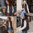thumbnail image 3 of Polka Dot Cropped Puffer Vest Women Winter Lightweight Warm Quilted Padded Gilet with Pockets, 3 of 7