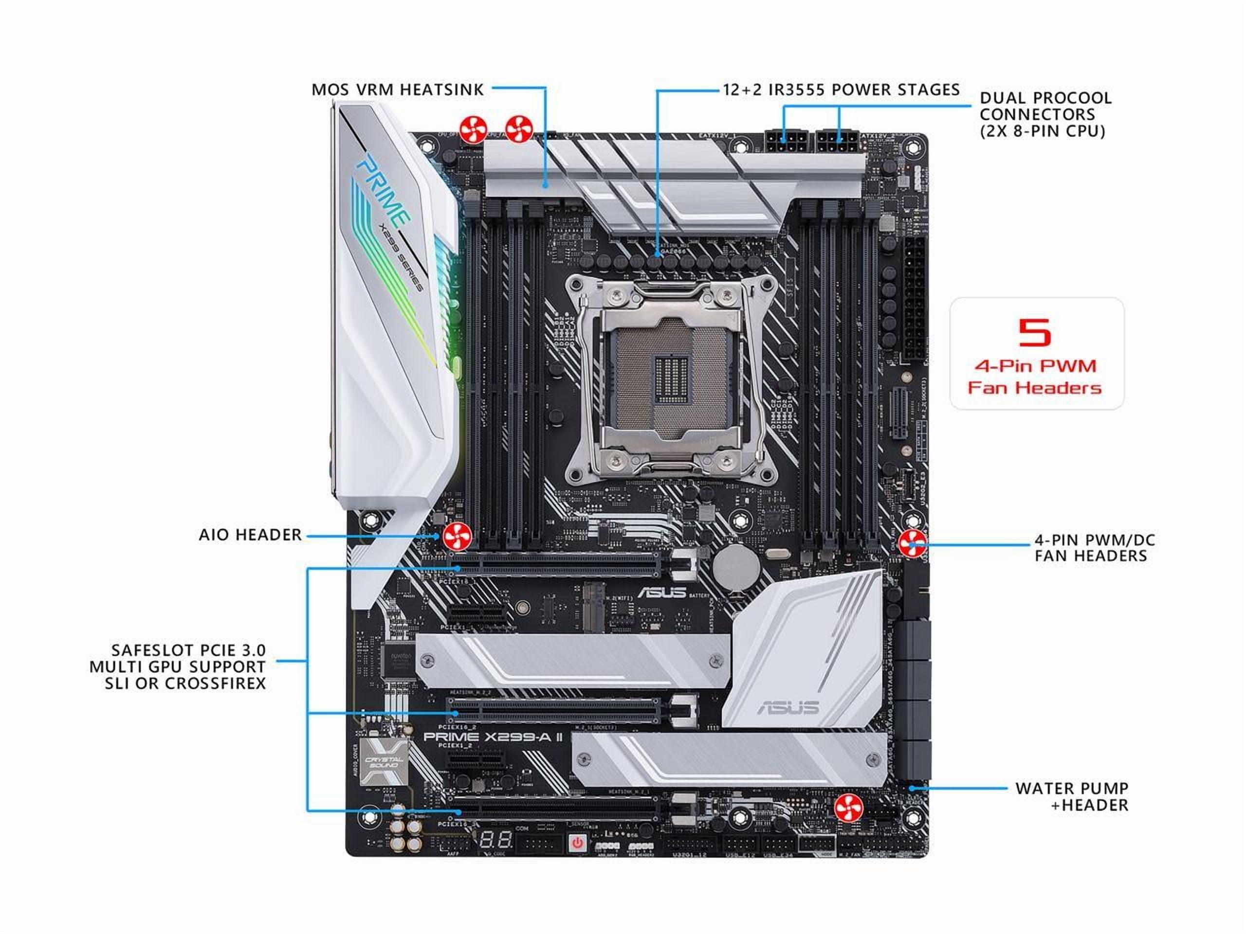 Asus Prime X299-A II Desktop Motherboard - Intel Chipset - Socket R4 LGA-2066 - Intel Optane Memory Ready - ATX (primex299-aii)