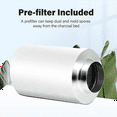 thumbnail image 2 of 4 Inch Air Carbon Filter Odor Control, Reversible Flange, Pre-Filter Included, Smelliness Scrubber for Grow Tent Rooms, 2 of 6