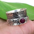 thumbnail image 3 of Ruby Spinner Ring: Handmade Sterling Silver Meditation Band, 3 of 8