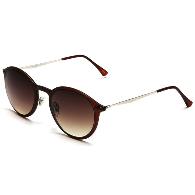 Round Liz-LA Designer Fashion Sunglasses TR90 Frame Red Brown - Red