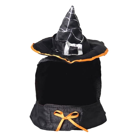 LLDYYDS Halloween Cat Cloak Witch Hat Pet Accessories Halloween Adjustable Pumpkin Pet Clothes Set 18cmX14cm